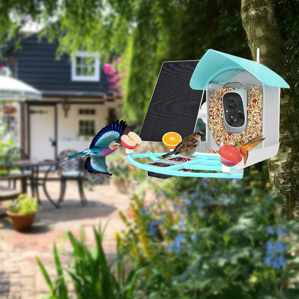 Arealer Surveillance camera,PirAi Camera Resolution Pir 1080pVideo Feeder With Camera Video Vico App Solar Powered Feeder Camera App Wifi 1080p Video Wifi Wireless Ai Species Owsoo