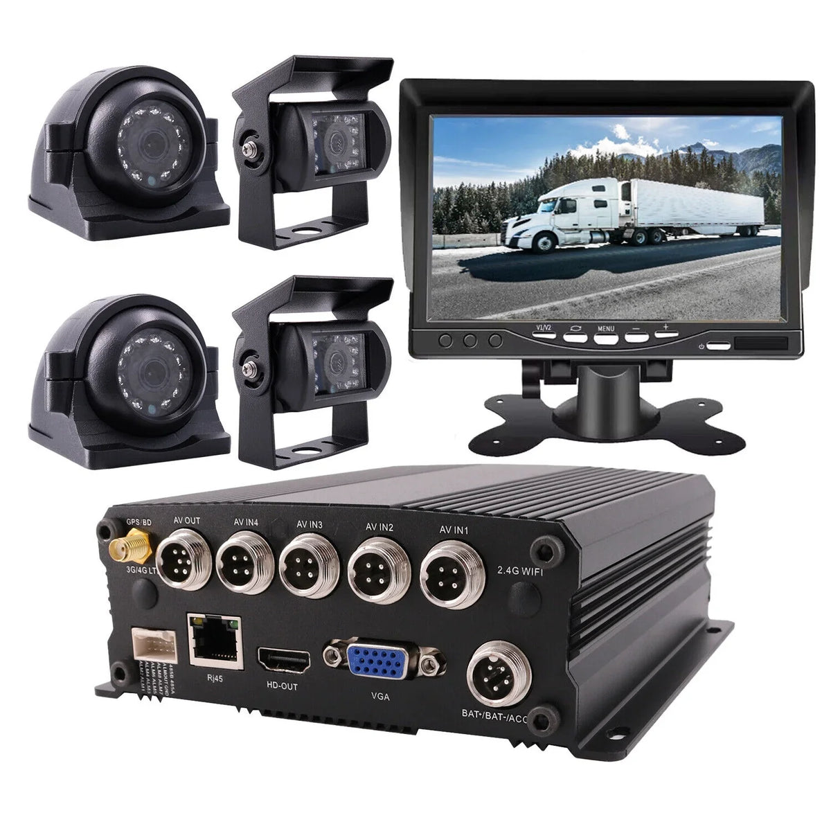 JOINLGO 4 Channel 1080P GPS Track Truck Camera System Loop Record Video Recorder Motion Detection/Delay Power Off/Playback  for Truck Bus RV