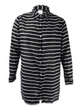 Lauren Ralph Lauren Women's Striped Camp Shirt protector-Up (Black/White, XS)
