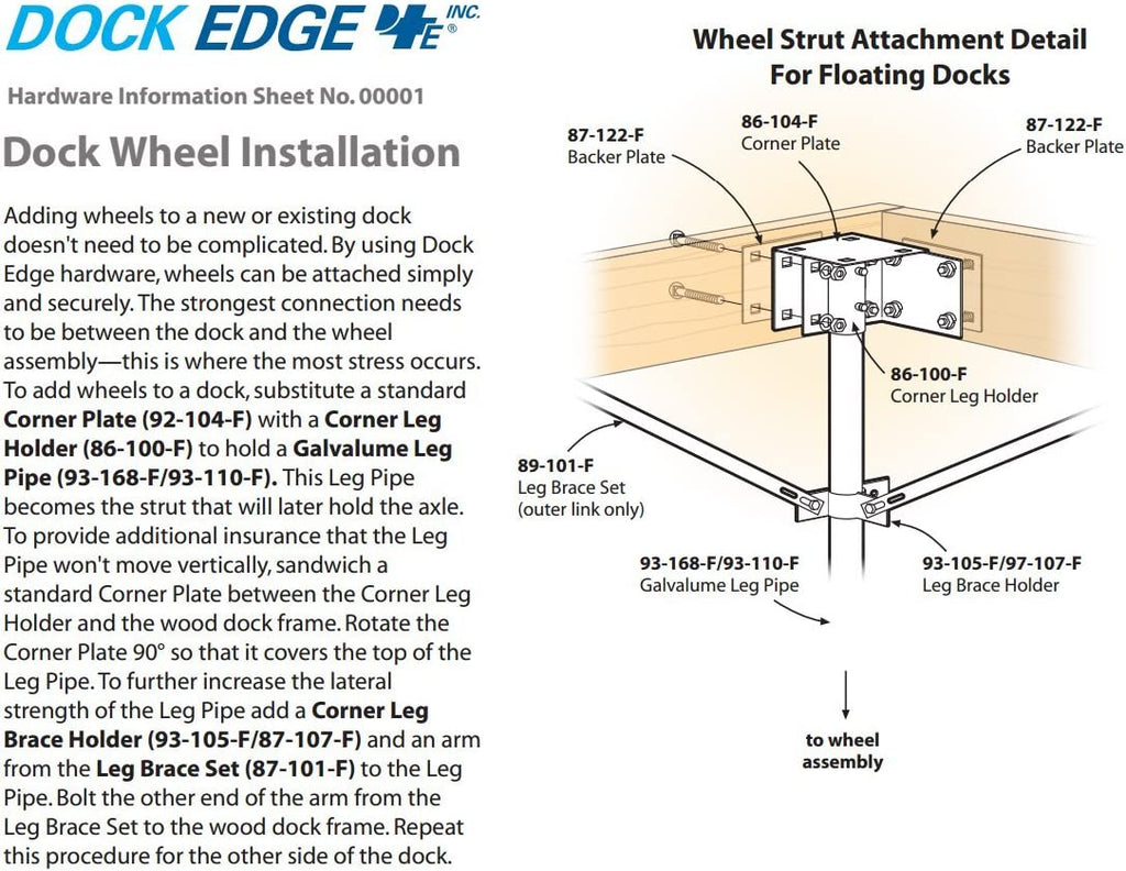 Dock Edge + Dock & vessel Lift Wheel, 24", 1.98" Axle Shaft - Rotomold