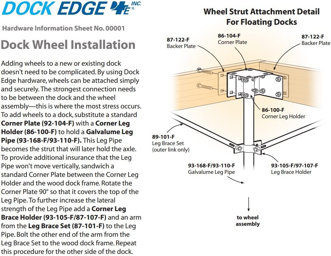 Dock Edge + Dock & vessel Lift Wheel, 24", 1.98" Axle Shaft - Rotomold