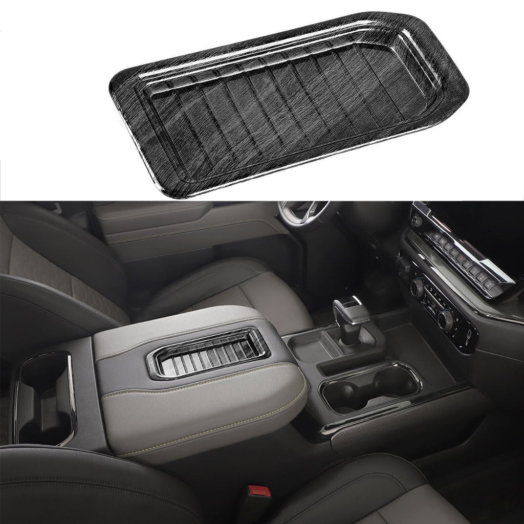 Center Armrest Storage Box Trim shield Fit For Chevy Silverado Suburban Tahoe SIERRA 2019 2020 2021 2022 Black Wood Grain