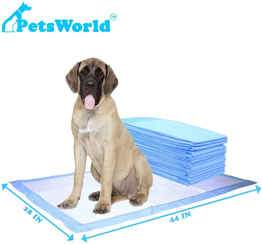 PETSWORLD Mastiff's Massive Dog Training/Potty Pads, 28x44 inch, 1,000 Ct, XXXL Gigantic, Tear protected, Super Absorbent & Leak-Proof