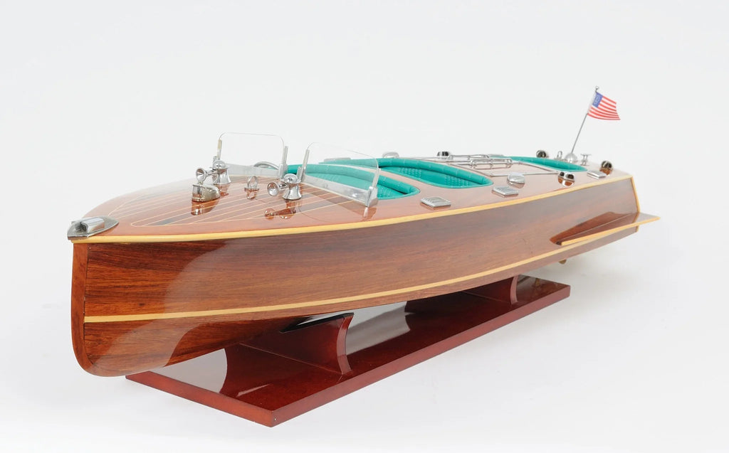 Wood Brown C1928 Chris Craft Triple Cockpit Hand Painted Decorative craft. HomeRoots  9 in