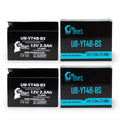2-Pack UpStart Battery Replacement 2006 Yamaha SR400 400CC Factory Activated, Maintenance Free, Motorcycle Battery - 12V, 2.3Ah, UB-YT4B-BS