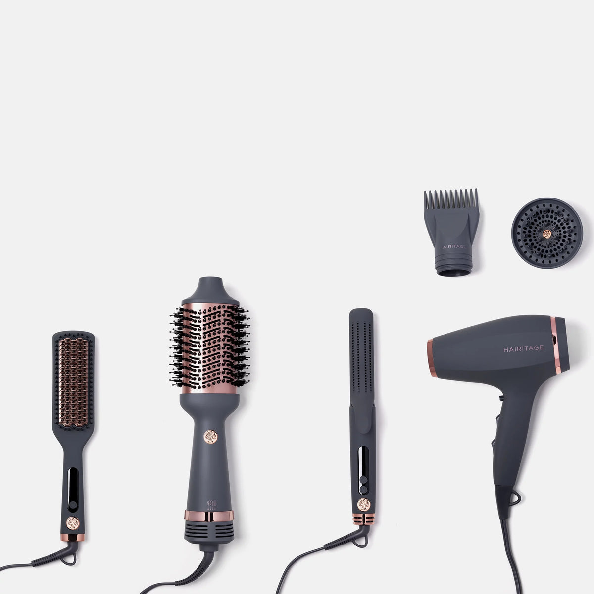Hairitage Go With The Flow 2-in-1 Ceramic Tourmaline Gray Flat Iron Hair Straightener & Curling Iron Styling Tool