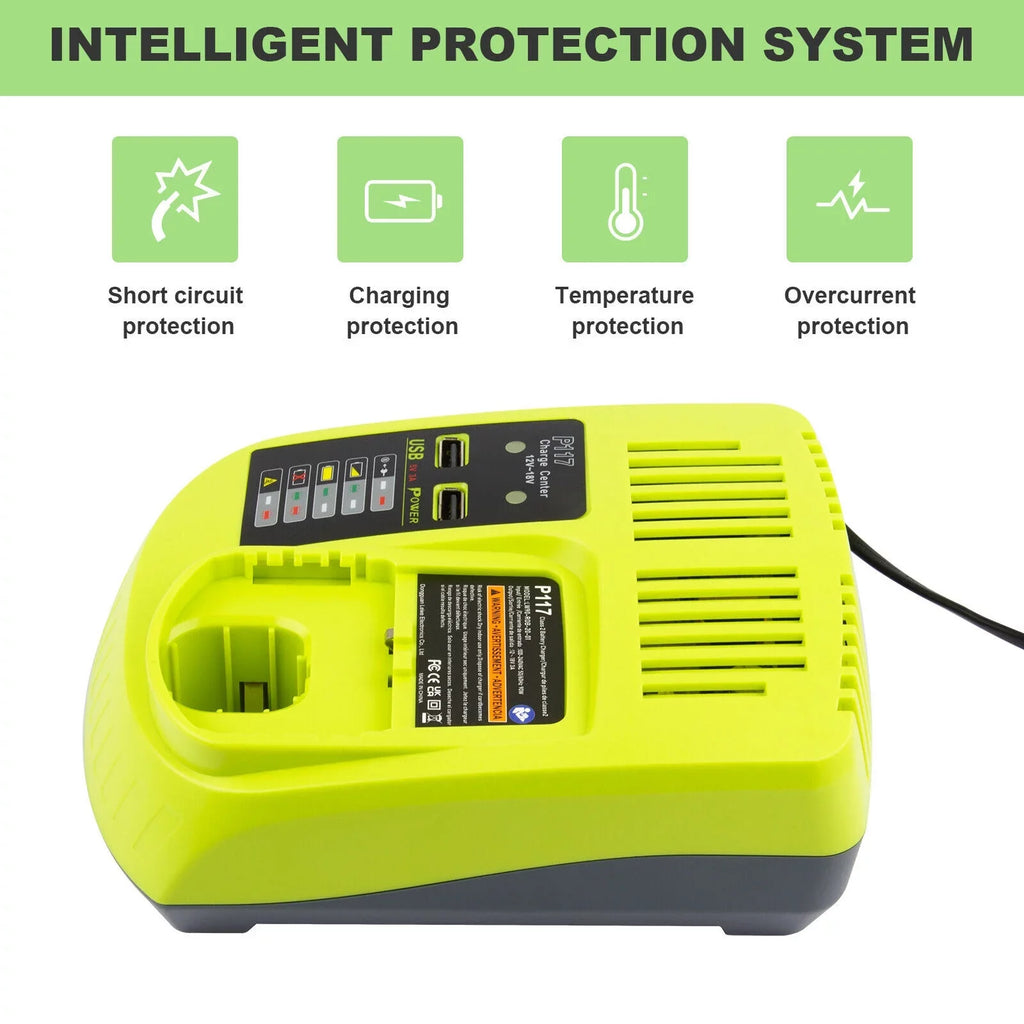 18V P117 Fast Charger For Ryobi P108 Li-ion Battery P107 P104 P109 P103 US Plug