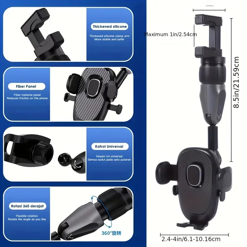 Heavy Duty Windshield Phone Mount for Car - 360-Degree Rotative Dash Mount Phone Holder - Non-Shaking, Zero Noise - suitable with All Smart Phones and Cars