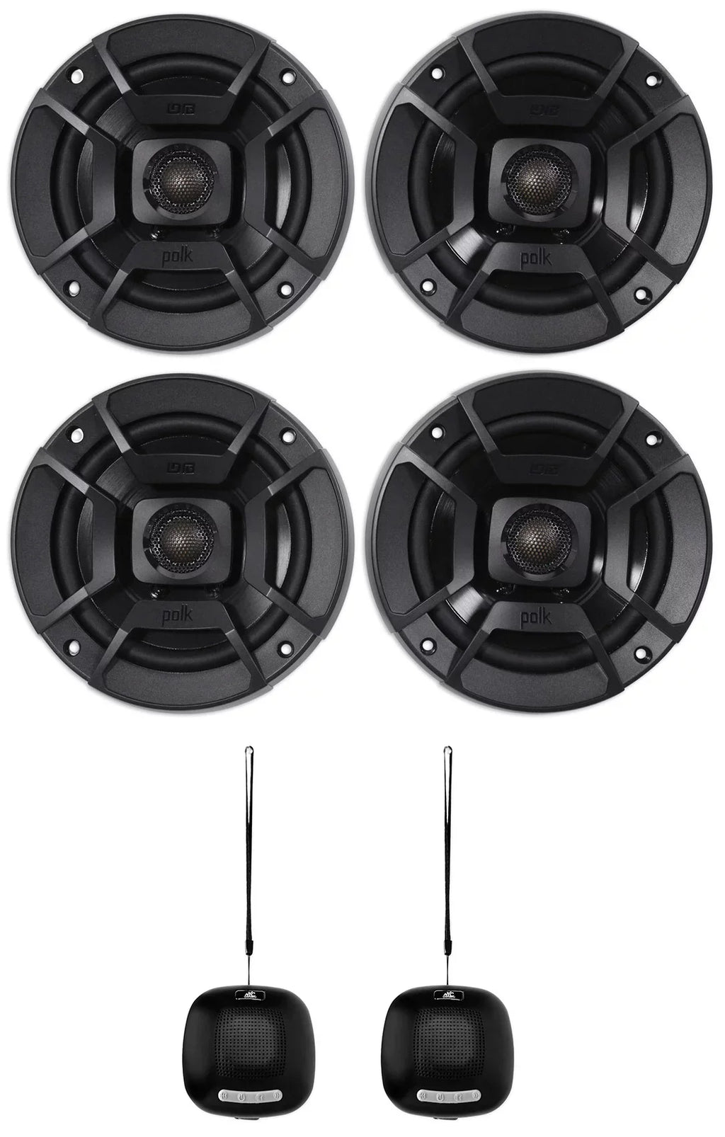 (2) Polk Audio DB522 5.25" 600w Car Audio Marine/ATV/Motorcycle/ship Speakers Bundle with (2) Rockville RPB1 10 Watt