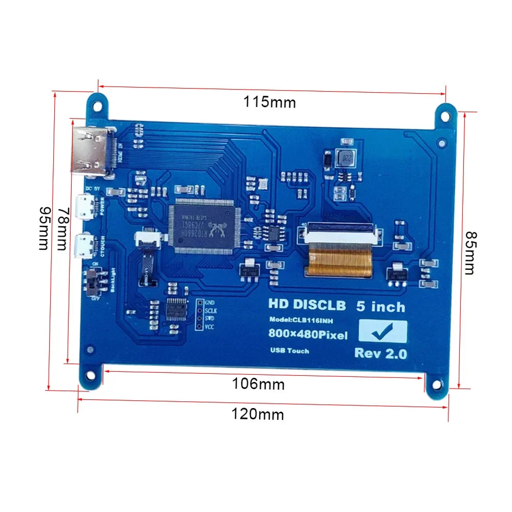 Andoer 5 Inch HD Capacitive Touchscreen Display 800*480 Resolution Small Portable Monitor with USB HD Interface matching with Raspberry Pi Tool