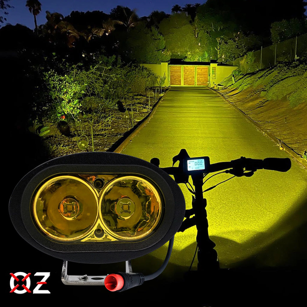 OZ-USA E-bike High Output LED Headlight Neon Yellow suitable with Vamoose Mammoth Rad Power Bikes RadMini RadRover RadExpand RadRunner