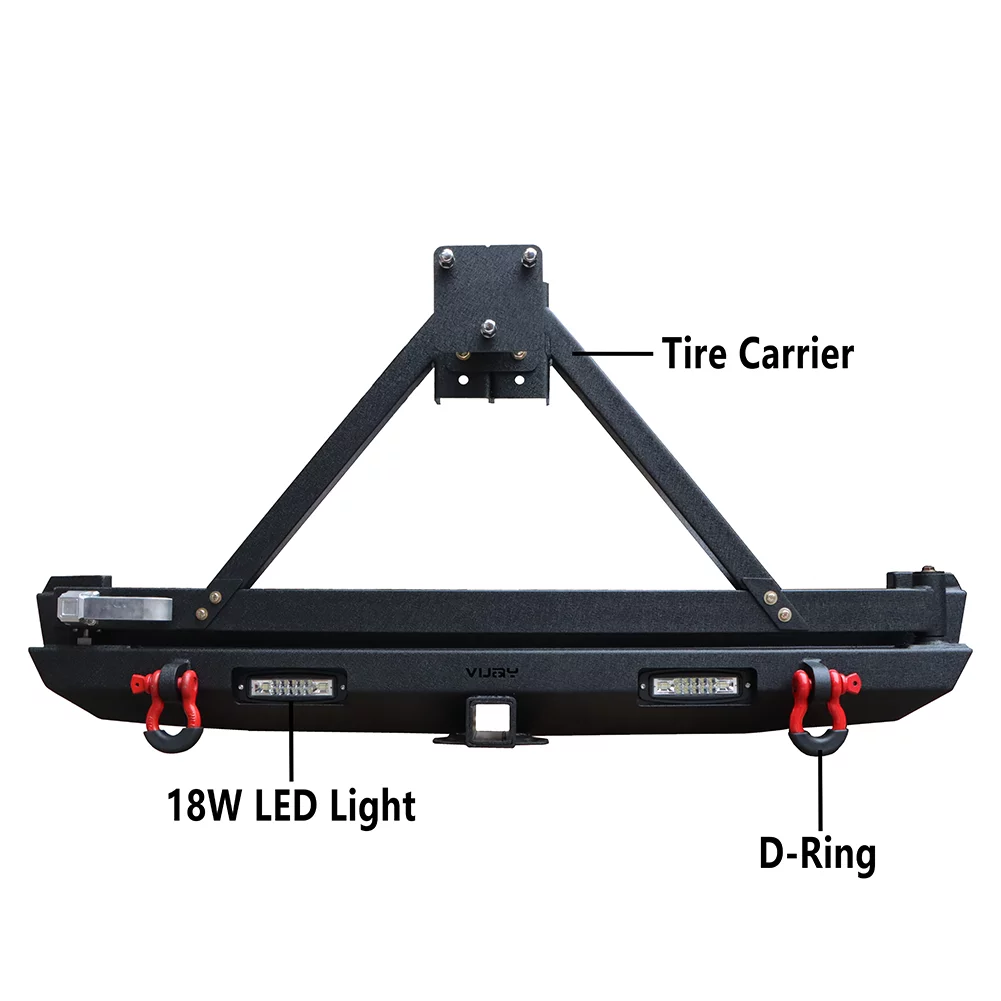 Ronghui For 1984-2001 Jeep Cherokee XJ Steel Rear Bumper W/Spare Tire Carrier & Lights