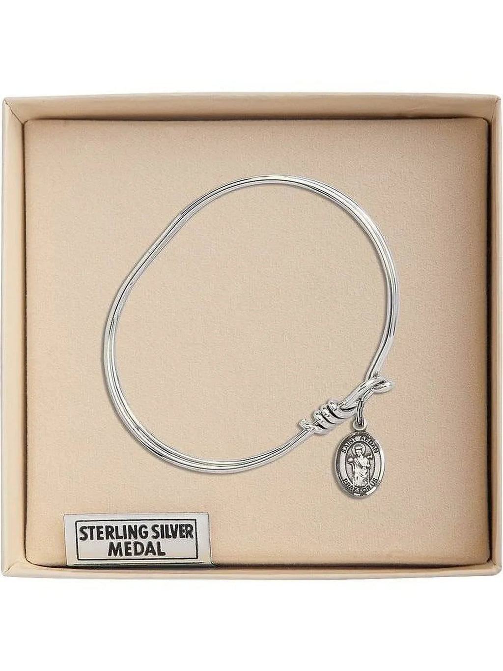 Aedan of Ferns in Sterling Silver. 5 3/4 inch Oval Eye Hook Bangle Bracelet w/ St