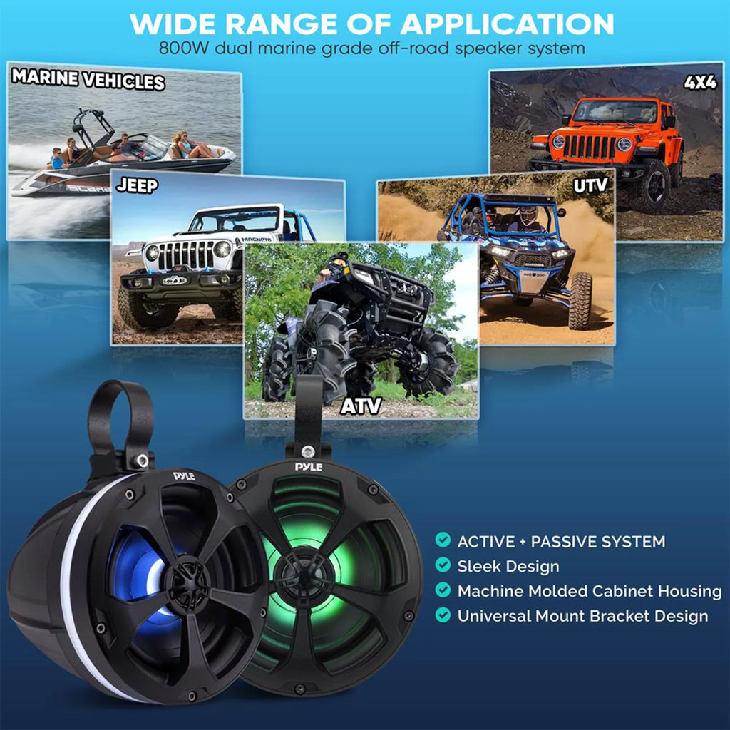 Pyle 5.25 In 1,000 Watt 2 Channel Waterproof Off Road craft and ATV Speakers