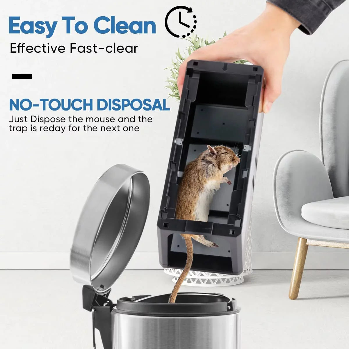Electric Rat Trap with 8000V Humane Shock Chamber Mouse Killer Zapper for Homes Outdoor Indoor , Mice Chipmunks Squirrels