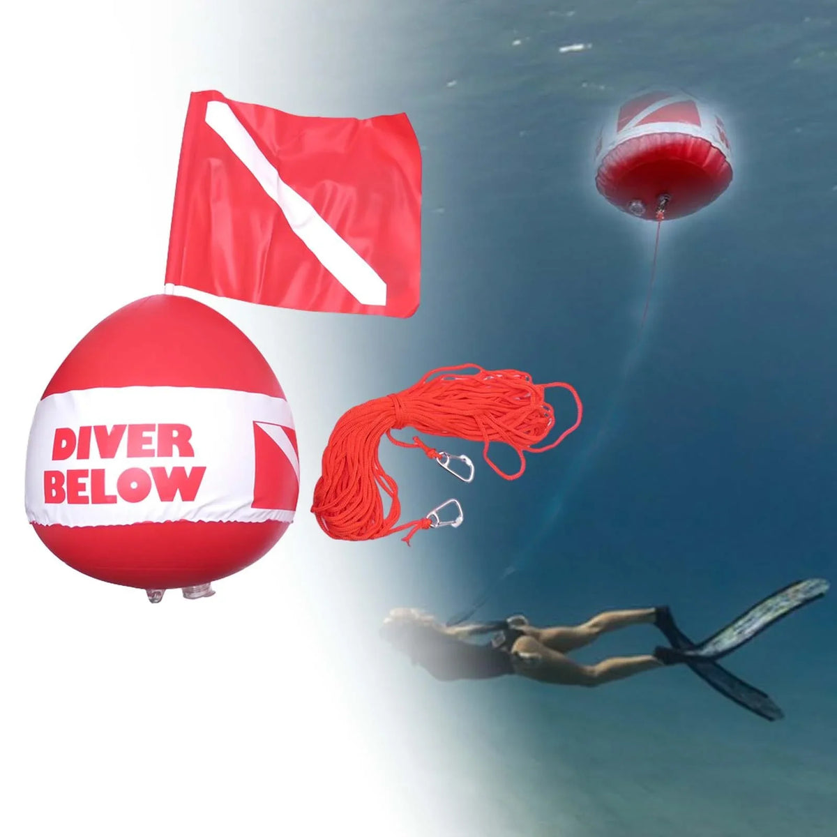 AMLESO Dive Flag Float Buoy Dive Flag High Visibility Float , Inflatable Floater for Surface ing, Diving, Fishing