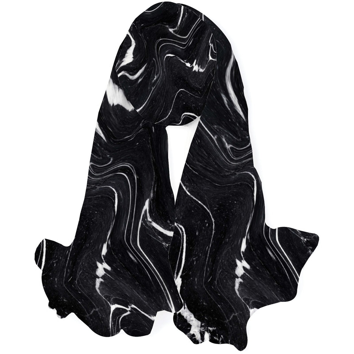 FREEAMG Black Marble Silk Long Scarf for Women Large Oblong Sunscreen Shawls Wraps Neck Headscarf Hair Wraps Gift Packed