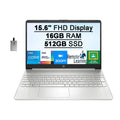 2021 15.6" FHD IPS Laptop Computer,  Core i5-1135G7(Beats i7-1065G7), 16GB RAM, 512GB PCIe SSD,  Iris Xe Graphics, HD Webcam, HD Audio, Fingerprint, HDMI, Win 10S, Silver, 32GB USB Card