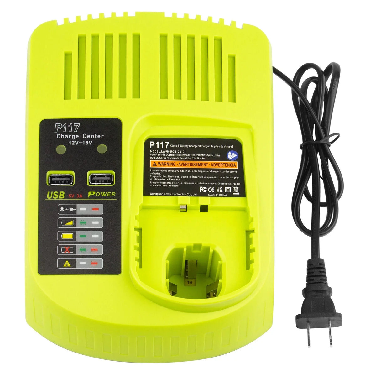 18V P117 Fast Charger For Ryobi P108 Li-ion Battery P107 P104 P109 P103 US Plug