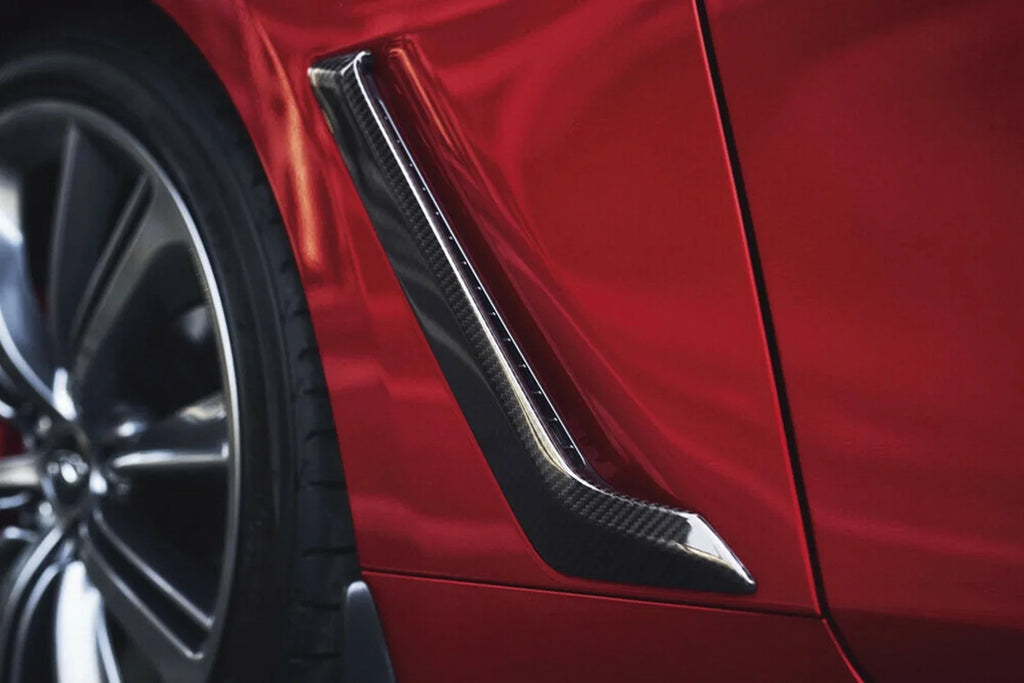 Side Fender Air Vent protector Kit For Infiniti Q60 Q60S 2015-2022 2019  Black Carbon Fiber