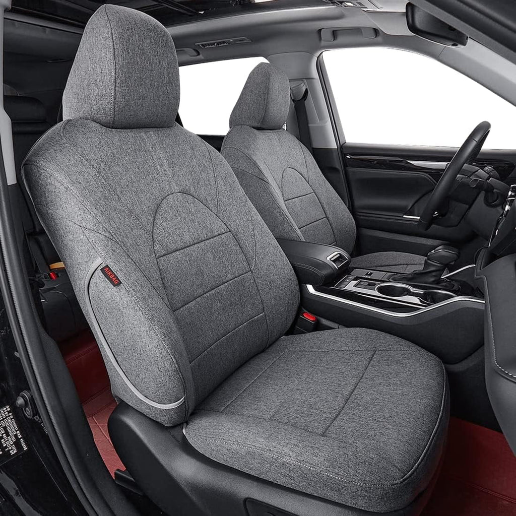 Coverdream Custom Fit Highlander Car Seat Covers for  Highlander 2014 2015 2016 2017 2018 2019 - Three Row,Second Row 40/60 Split,Polyester (Full Set,Gray)