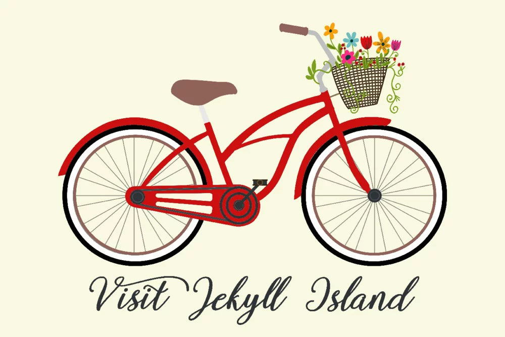 Visit Jekyll Island, Georgia, Beach Cruiser and Basket (1000 Piece Puzzle, Size 19x27, Challenging Jigsaw Puzzle for Adults and Family, Made in USA)