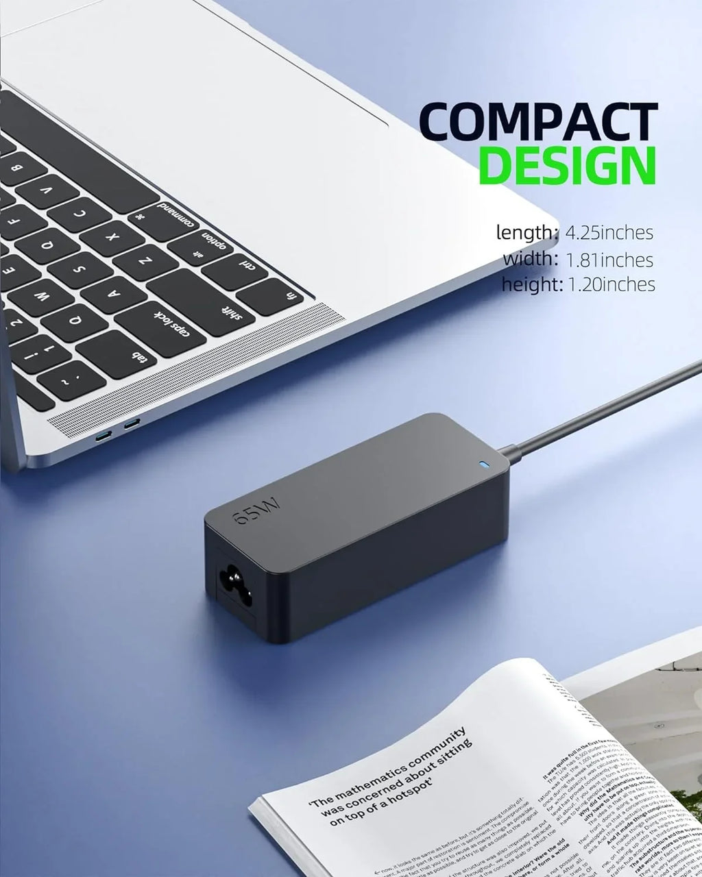 65W 45W USB-C Fast Charger for  Elitebook, Probook, Spectre x360, Envy x360, Chromebook 14, Elite x2 Laptop - (Safety