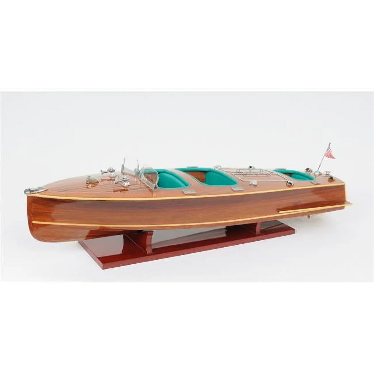 Wood Brown C1928 Chris Craft Triple Cockpit Hand Painted Decorative craft. HomeRoots  9 in