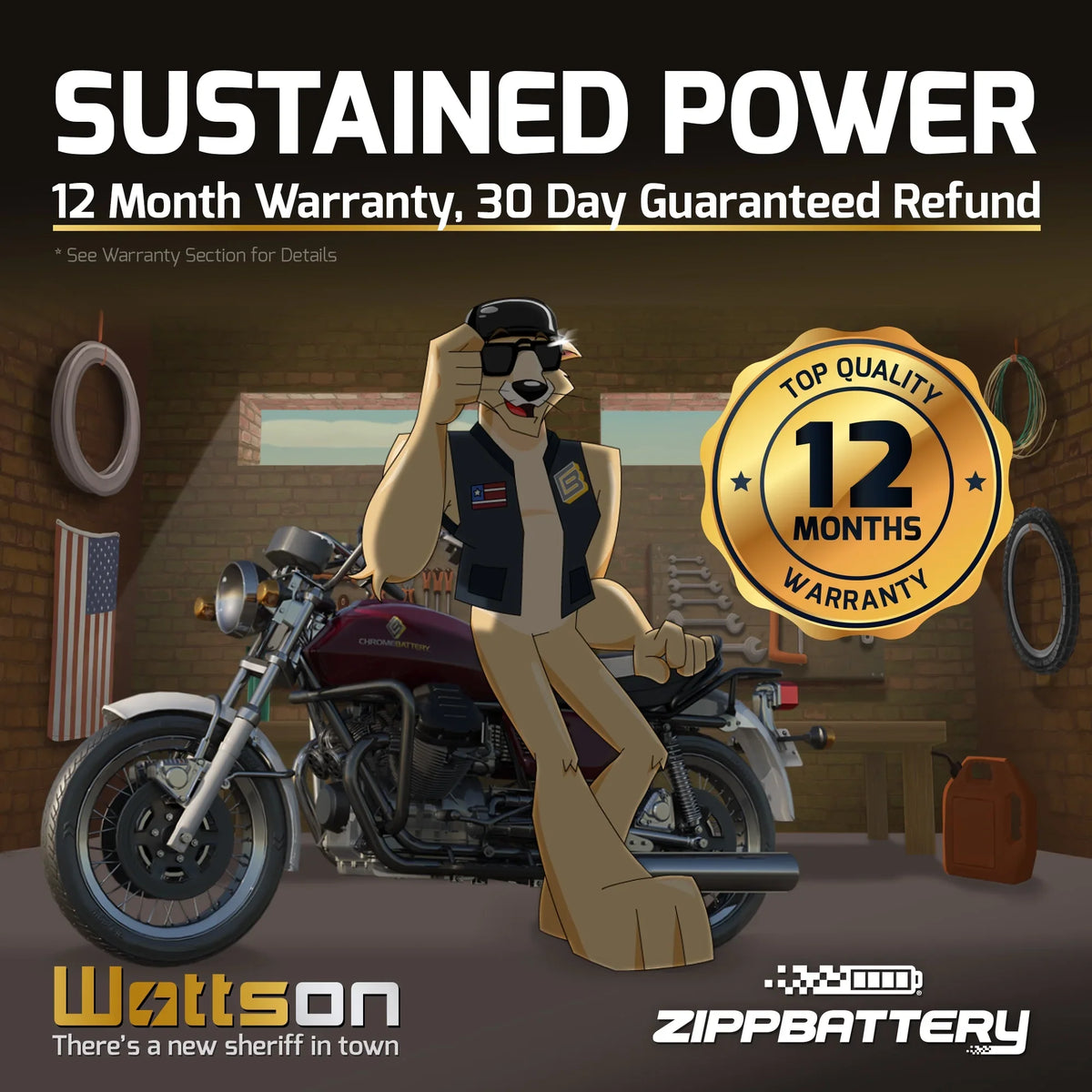 Zipp Battery YTX7L-BS (7L-BS 12 Volt,6 Ah, 75 CCA) Motorcycle Battery for Kawasaki 250cc Ex250 Ninja 1996