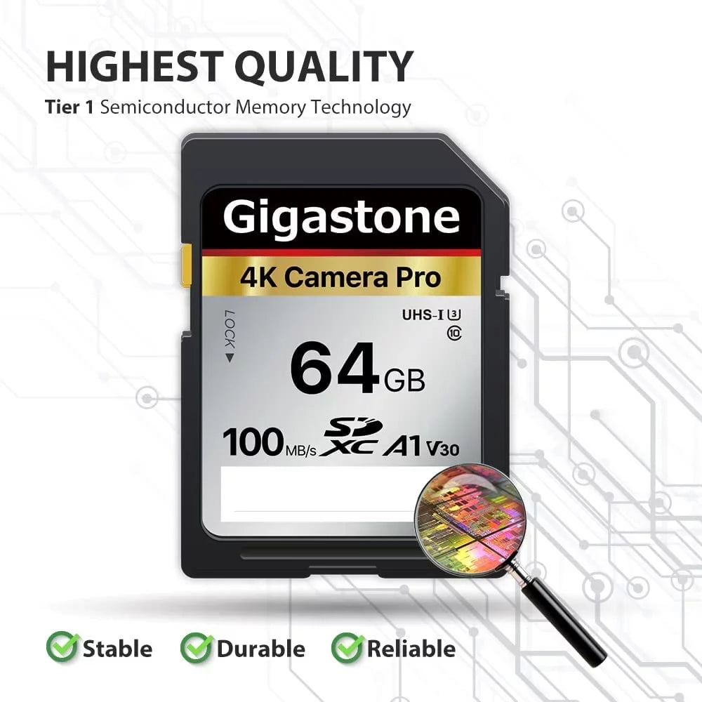 Gigastone 64GB 5-Pack SD Card V30 SDXC Memory Card High Speed 4K Ultra HD UHD Video matching with    Pentax Kodak Olympus  Digital Camera, with 5 Mini Cases-GS-SD-64GB-2-5PK-B