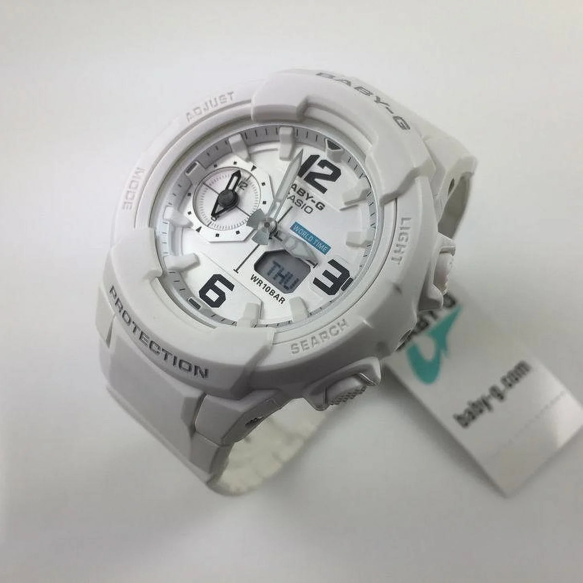 BGA230-7B Women's Baby-G White Ana-Digi Dial White Resin Strap World Time Alarm Watch