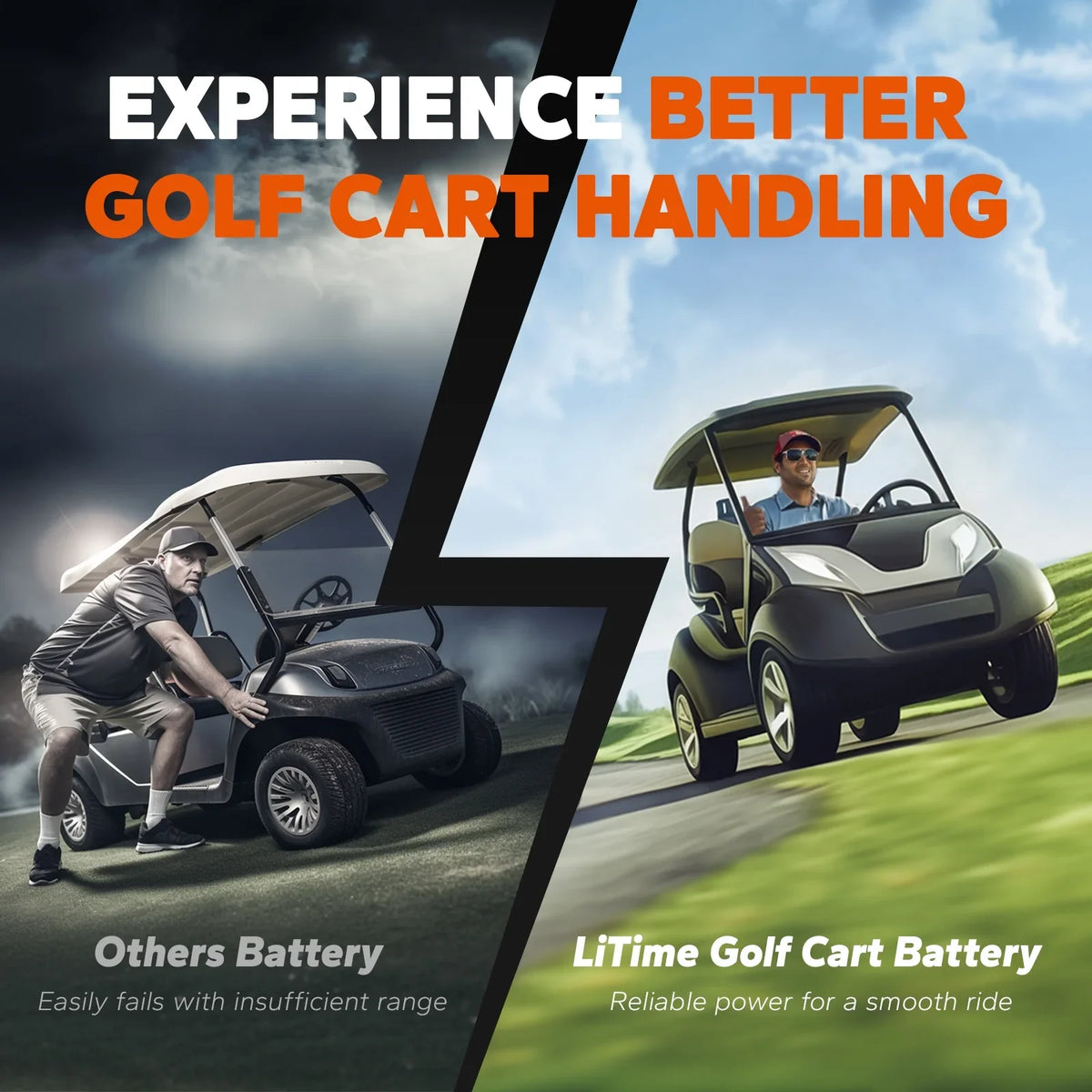 Power 7.68kW and Support 2C Discharge, Perfect for Golf Cart, RV, Trolling Motor, Lawn Mower. 15000 Deep Cycle, Max. LiTime 36V 100Ah Golf Cart LiFePO4 Lithium GC2 Battery, Built-in 200A BMS, Max