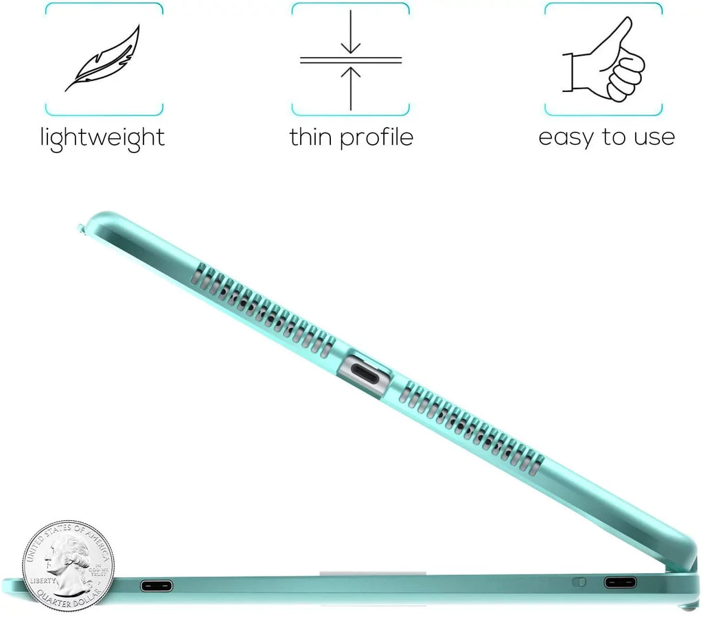Typecase Keyboard Case with Trackpad for 10.2-inch iPad 9th Generation (2021), iPad 8th Generation (2020), 7th Gen, Air 3, Pro 10.5, Backlit Wireless Protective Slim wrap with Pencil Holder (Seafoam)