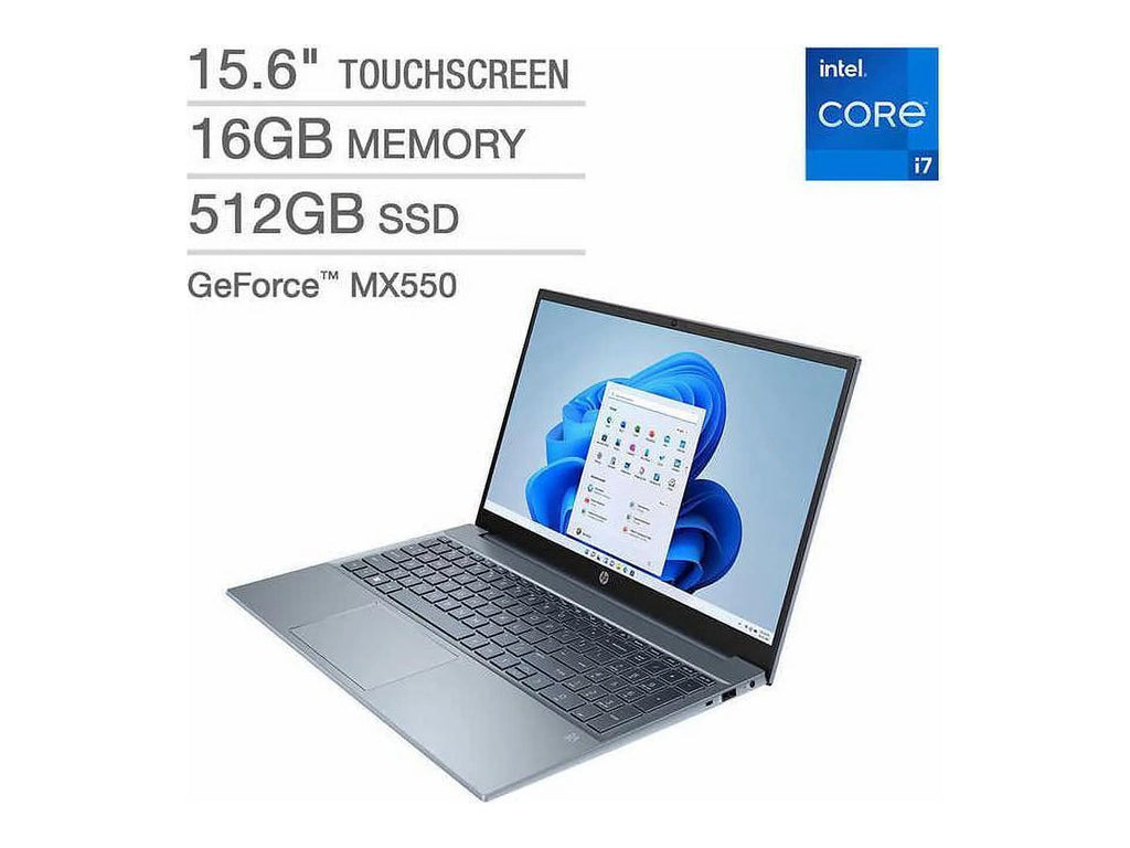 Gently Used  Pavilion 15.6" Touchscreen Laptop - 13th Gen  Core i7-1355U - GeForce MX550 - 1080p - Blue Notebook 16GB RAM 512GB SSD