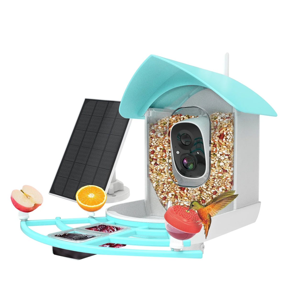 Arealer Surveillance camera,PirAi Camera Resolution Pir 1080pVideo Feeder With Camera Video Vico App Solar Powered Feeder Camera App Wifi 1080p Video Wifi Wireless Ai Species Owsoo