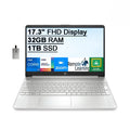 2021 17.3" FHD IPS Laptop Computer, 11th Generation  Core i7-1165G7, 32GB RAM, 1TB PCIe SSD, Backlit Keyboard,  Iris Xe Graphics, HD Webcam, HD Audio, Windows OS, Silver, 32GB USB Card