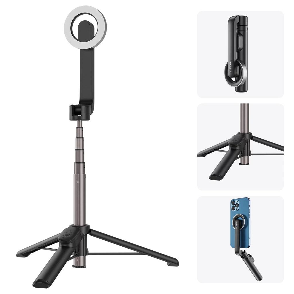 TELESIN Magnetic Selfie Stick with Remote Control for , 27.1 inch Tripod,  Rotation
