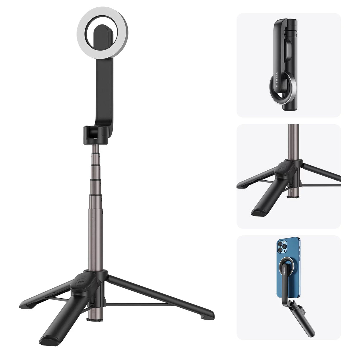 TELESIN Magnetic Selfie Stick with Remote Control for , 27.1 inch Tripod,  Rotation