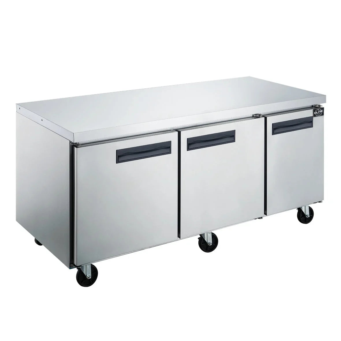 ft.. Three Door Commercial Undercounter Freezer in Stainless Steel 18.96 cu. 72 in