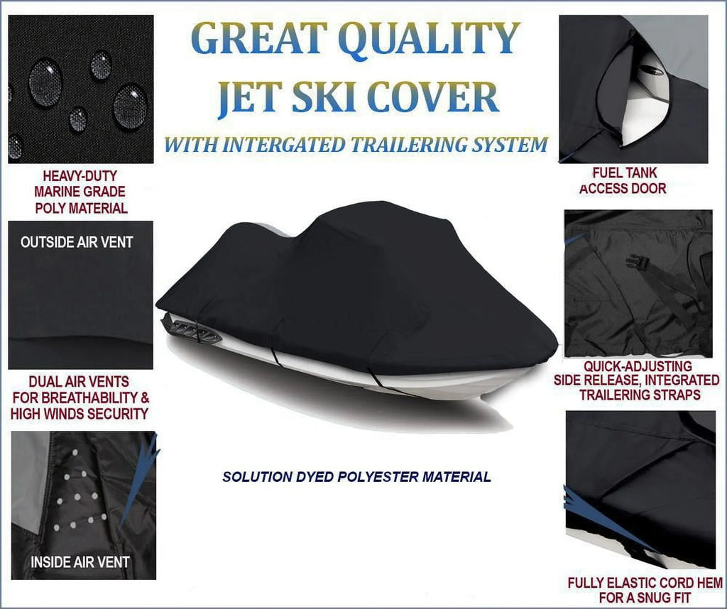 BLACK 600 DENIER JetSki shield appropriate for Jet Ski protector Tiger Shark Arctic Cat Montego 1994 1995 1996 1997 Daytona 1994 1995 2 Seater 111"