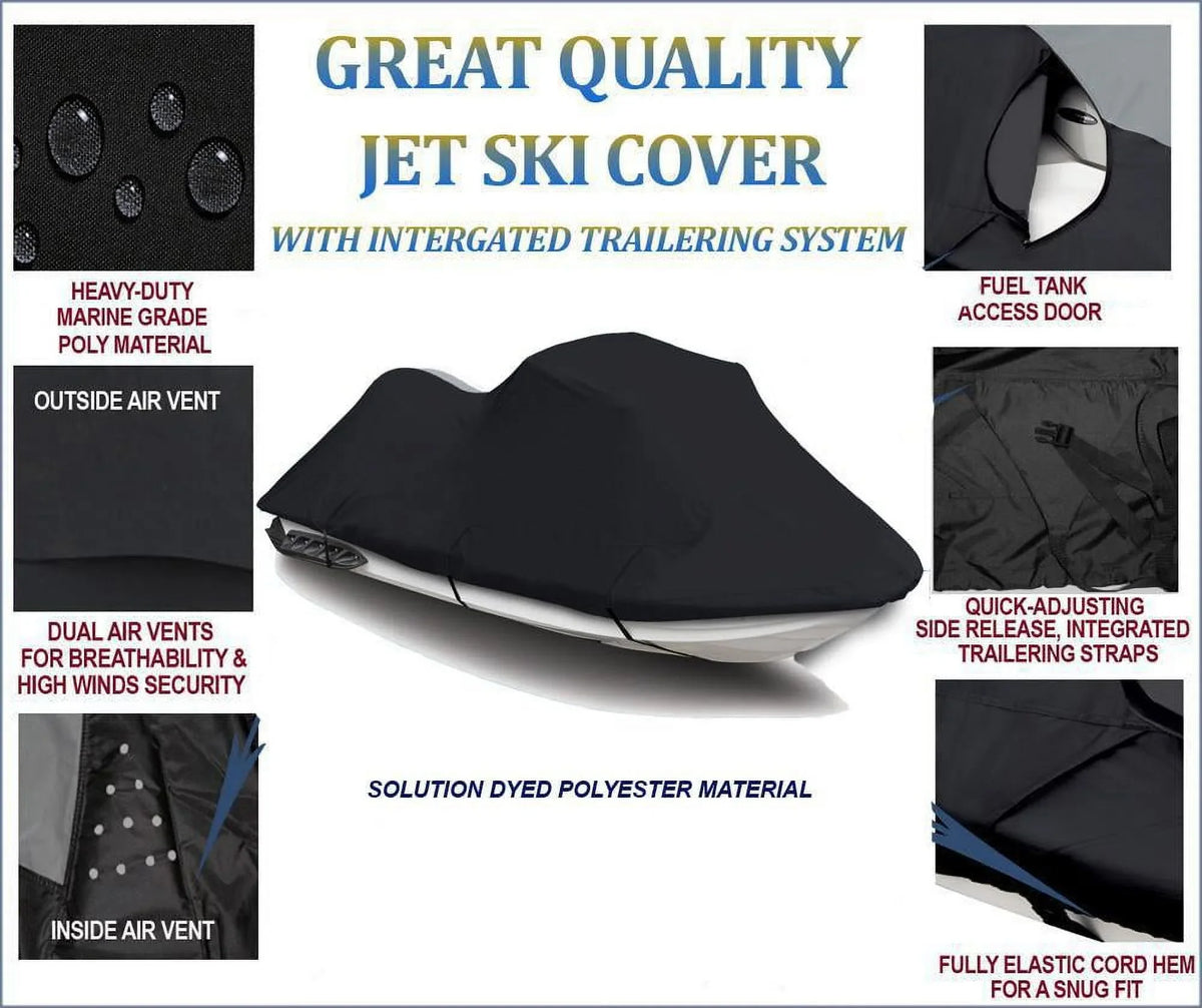 BLACK 600 DENIER JetSki shield appropriate for Jet Ski protector Tiger Shark Arctic Cat Montego 1994 1995 1996 1997 Daytona 1994 1995 2 Seater 111"