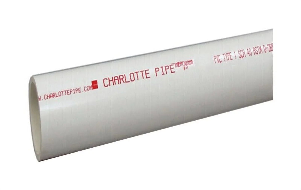 L Plain End Schedule 40 220 psi - Case Of: 1. x 10 ft. Dia. Charlotte Pipe PVC DWV Pipe 4 in