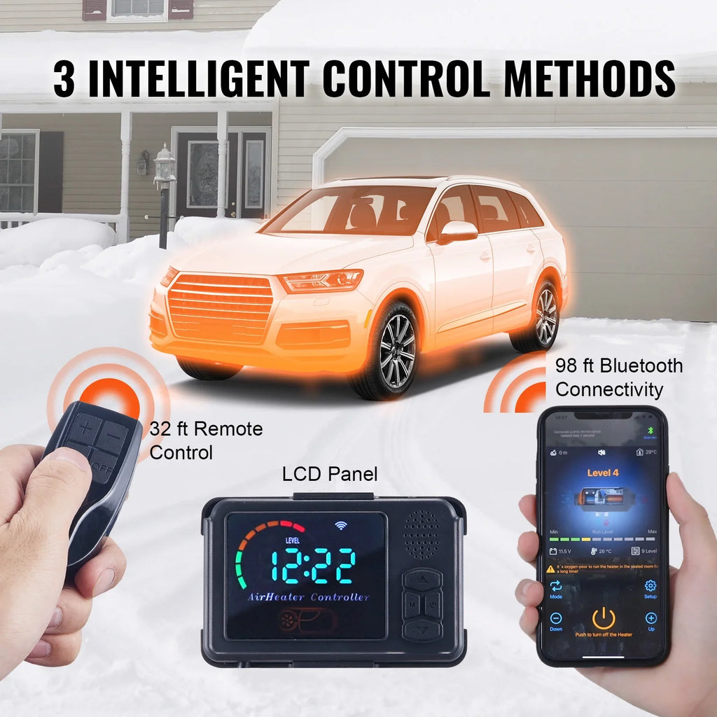 BENTISM 8 KW Diesel Air Heater, Bluetooth App Control All-on-one Diesel Heater with Automatic Altitude Adjustment, Remote Control and LCD, Portable Parking Heater for Home RV Trailer Camper Van craft