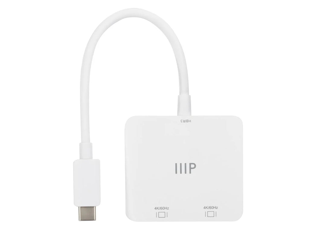 Monoprice USB-C to Dual 4K DisplayPort Adapter (Dual 4K@60Hz) matching with Thunderbolt 3 Devices with Windows and MacOS