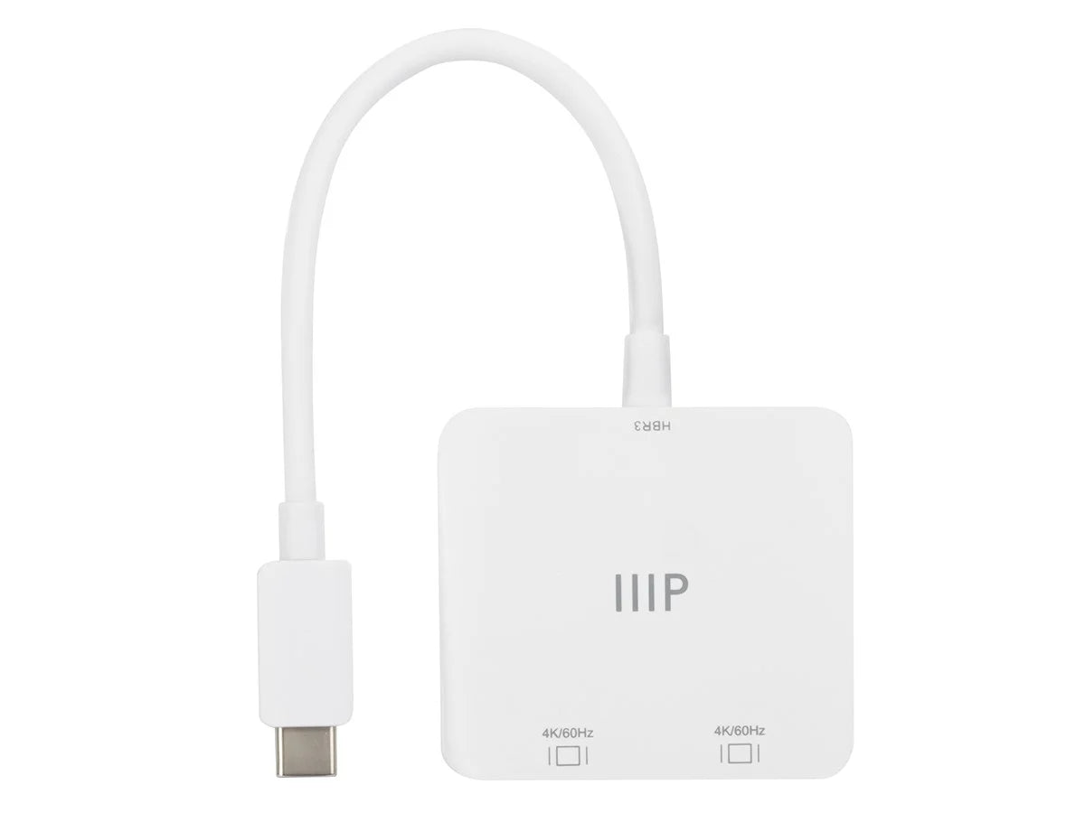 Monoprice USB-C to Dual 4K DisplayPort Adapter (Dual 4K@60Hz) matching with Thunderbolt 3 Devices with Windows and MacOS