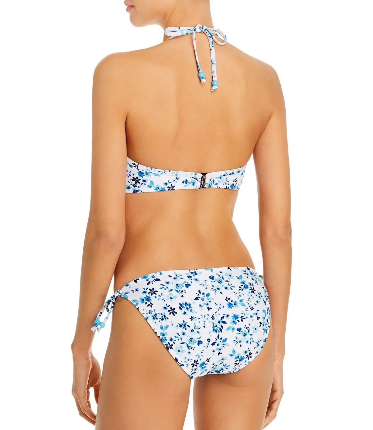 Shoshanna Starboard Floral Bra Halter Bikini Top, White, B