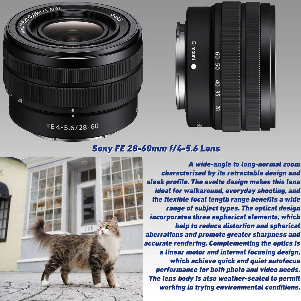 Alpha a6400 Mirrorless Digital Camera with  FE 28-60mm f/4-5.6 Lens & Ultimaxx 25mm f/1.8 Manual Lens + Deluxe Accessory Bundle: SanDisk 64GB Ultra SDXC, Lightweight 72” Tripod & Much More