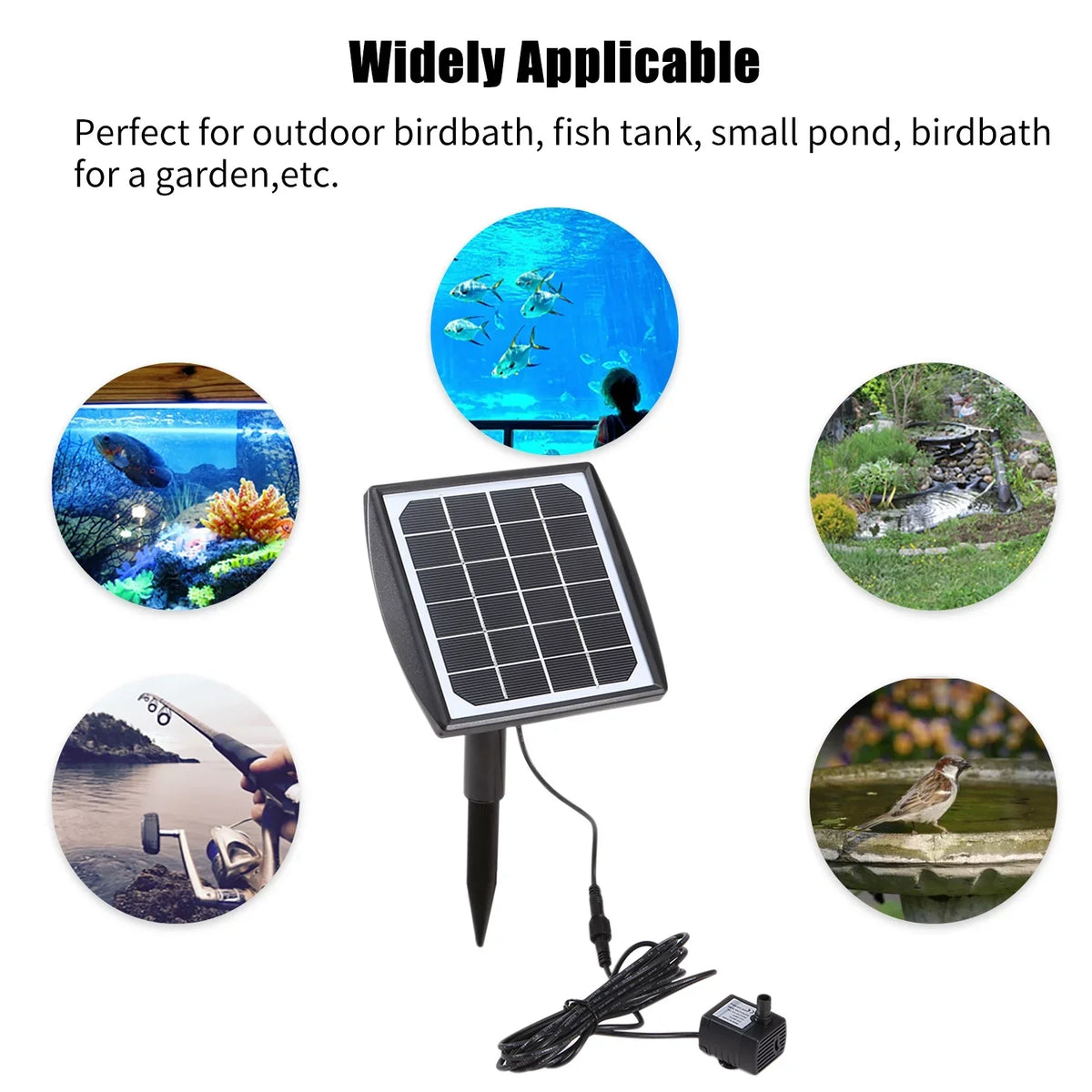 Lixada Solar Panel liquid Pump Fountain Pump Adjustable for DIY Birdbath Fish Tank Small Pond Patio Lawn Pool Garden
