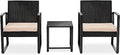 Per Set-Includes 2 Single Chairs & 1 Coffee Table, Brown. SereneLife Patio Outdoor Furniture, 3 Pcs