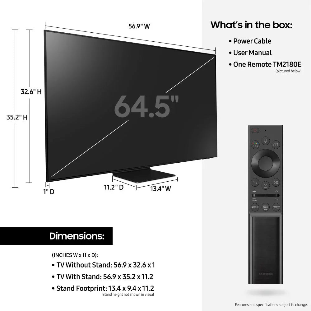 QN65QN9DAAFXZA 65” Neo QLED 4K HDR Smart TV with an Additional 2 Year Coverage by Epic Protect (2021)